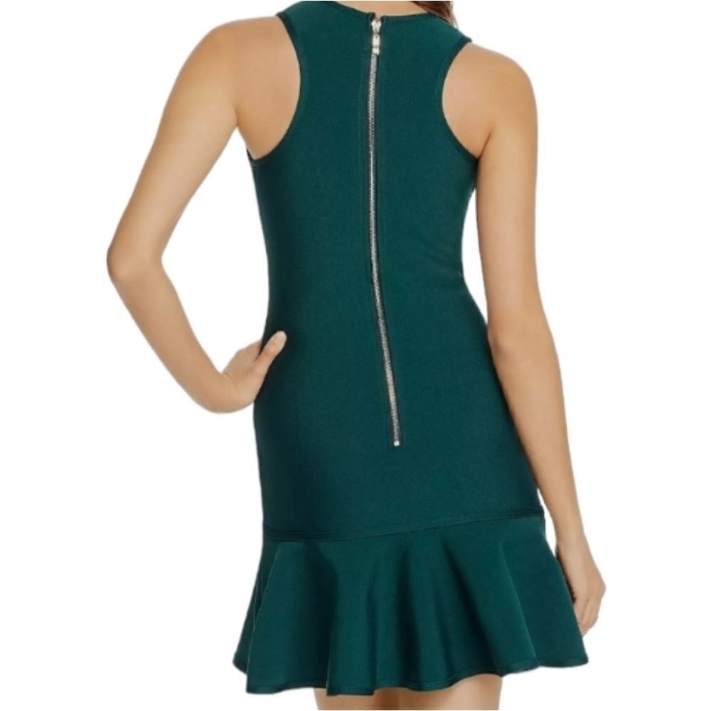 Aqua Women Green Stretch Sleeveless Ruffle Mini Party Bodycon Dress Size S - Picture 2 of 9